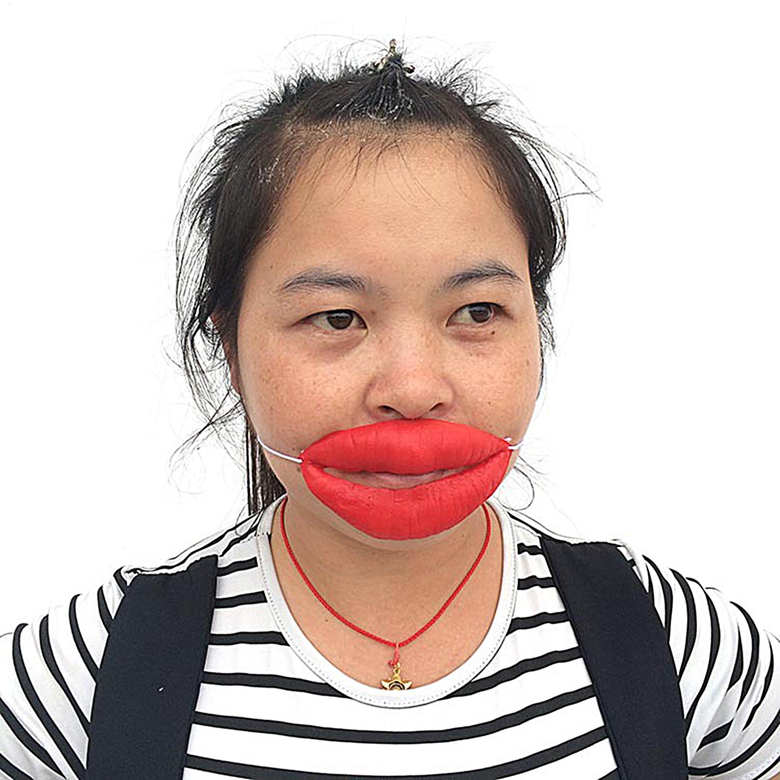 Kids Face Mask - Rote Lippen Gesichtsmasken Lustige Große Lippenmasken
